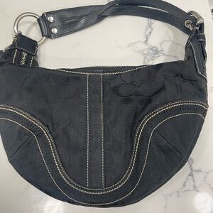 Coach Black Hobo Bag with Stitch Detail